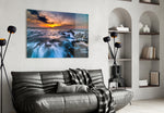 Endless Sea glass wall art styled above a desk in a horizon study