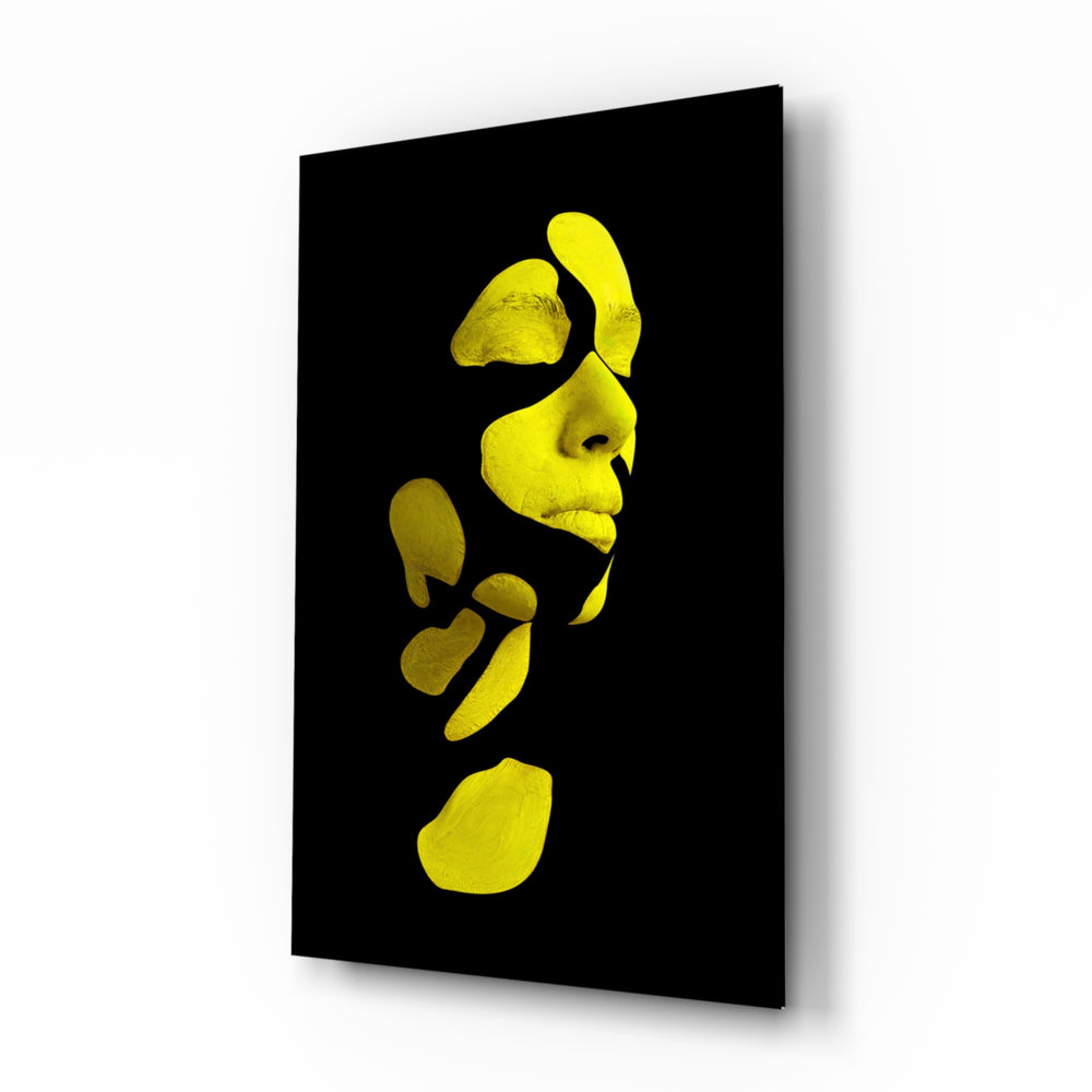Existing glass wall art displayed above a console in a designer interior
