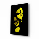 Existing glass wall art displayed above a console in a designer interior