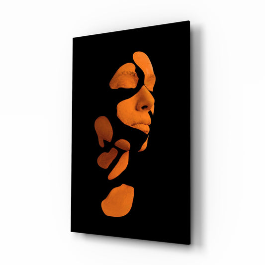 Existing glass wall art displayed above a console in a designer interior