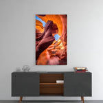 Canyon panel catching gallery light to reveal its tactile striation