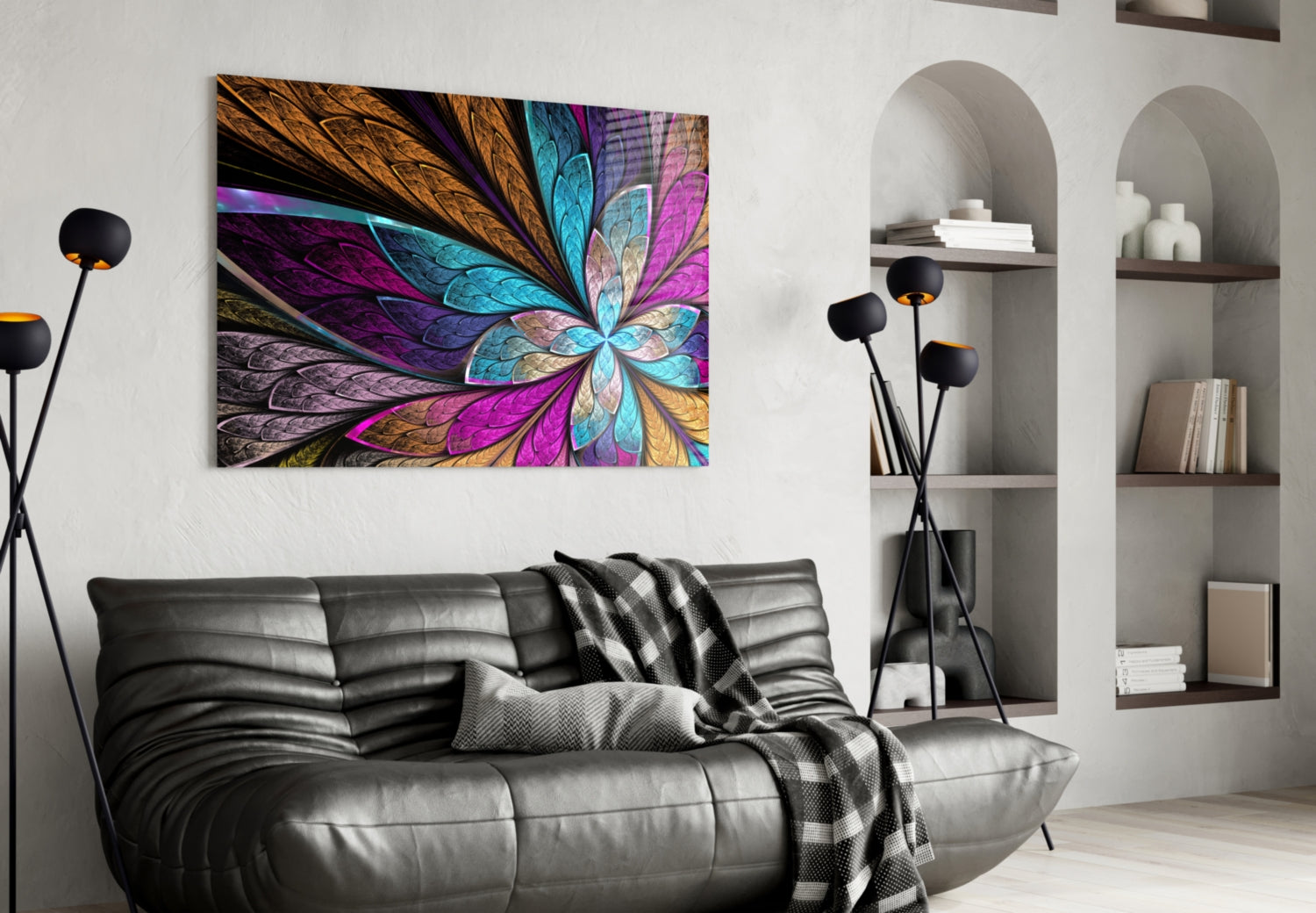 Colorful Flower Glass Wall Art.