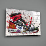 Graffiti-sneaker panel bringing streetwear drama to a contemporary living space