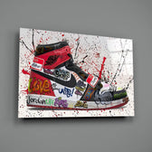 Graffiti-sneaker panel bringing streetwear drama to a contemporary living space