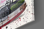 Gratifi Shoe artwork anchoring a wall with bold streetwear palette