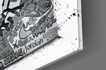 Free Love artwork anchoring a wall with bold streetwear palette