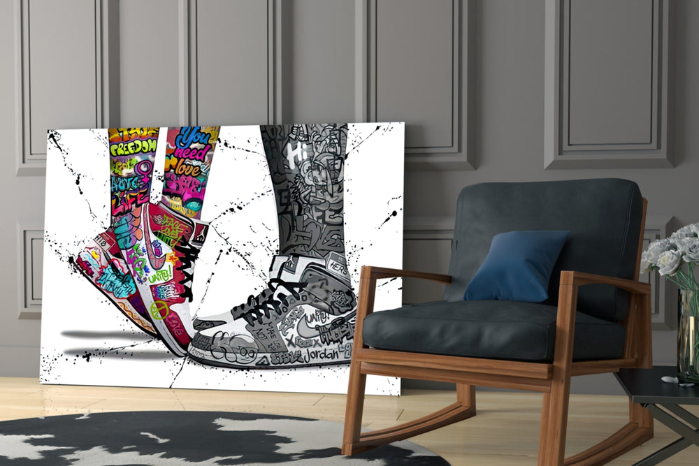 Free Love glass print enhancing a man-cave with statement spirit