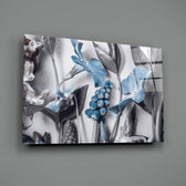 Cobalt-floral panel bringing romantic calm to a contemporary living space