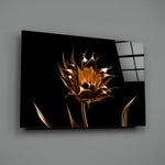 Metallic-bloom panel bringing luxe drama to a contemporary living space