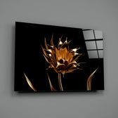 Metallic-bloom panel bringing luxe drama to a contemporary living space