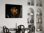 Golden Flower panel adding metallic mood to a dining room