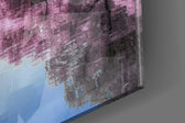 Pink Landscape artwork anchoring a wall with soft romantic palette
