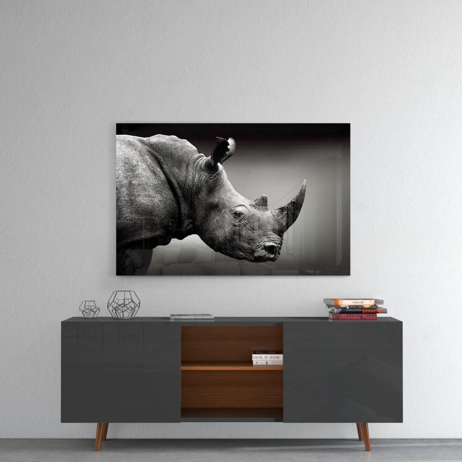 Rhino Glass Wall Art.