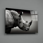 Rhino-portrait panel bringing safari drama to a contemporary living space