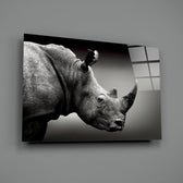 Rhino-portrait panel bringing safari drama to a contemporary living space