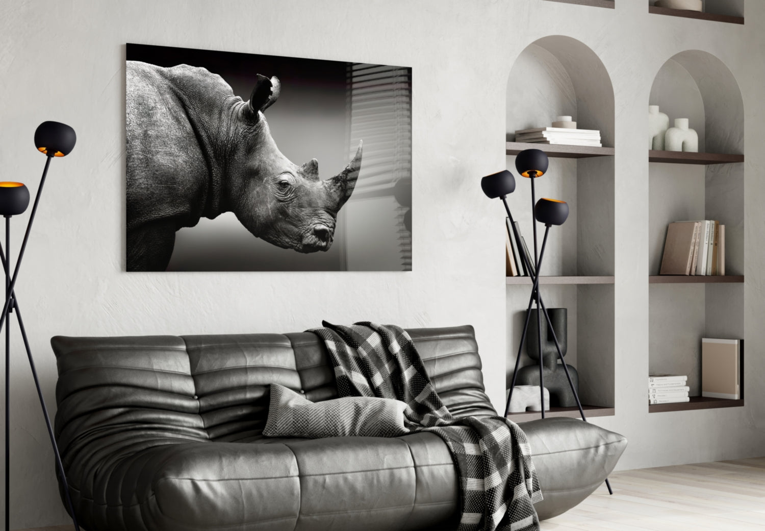 Rhino Glass Wall Art.