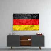 German Flag panel catching gallery light to reveal its tactile grain