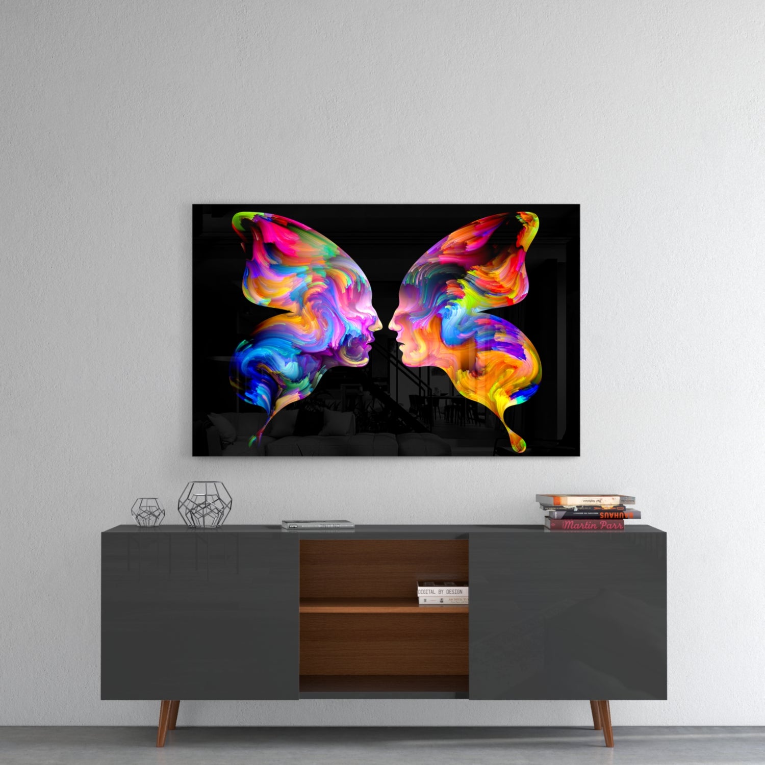 Butterfly Silhouettes Glass Wall Art.
