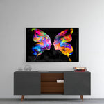 Butterfly Silhouettes panel catching gallery light to reveal its tactile swirl