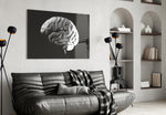 Brain glass wall art styled above a desk in a discipline study