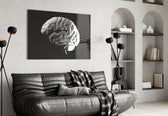 Brain glass wall art styled above a desk in a discipline study