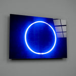 Neon-ring panel bringing modern energy to a contemporary living space