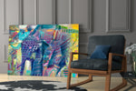 Elephant glass print enhancing a foyer with statement focal point