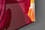 Red Valley artwork anchoring a wall with warm panoramic palette