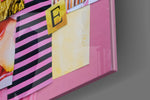 Modern Patchwork artwork anchoring a wall with warm editorial palette