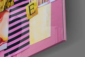 Modern Patchwork artwork anchoring a wall with warm editorial palette