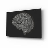 Brain glass wall art displayed above a console in a designer interior