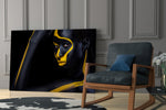 Gold Woman glass print enhancing a foyer with statement focal point