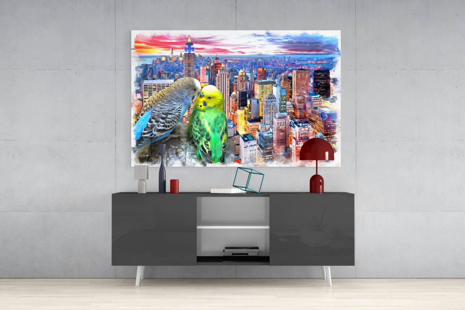 Budgies Glass Wall Art.