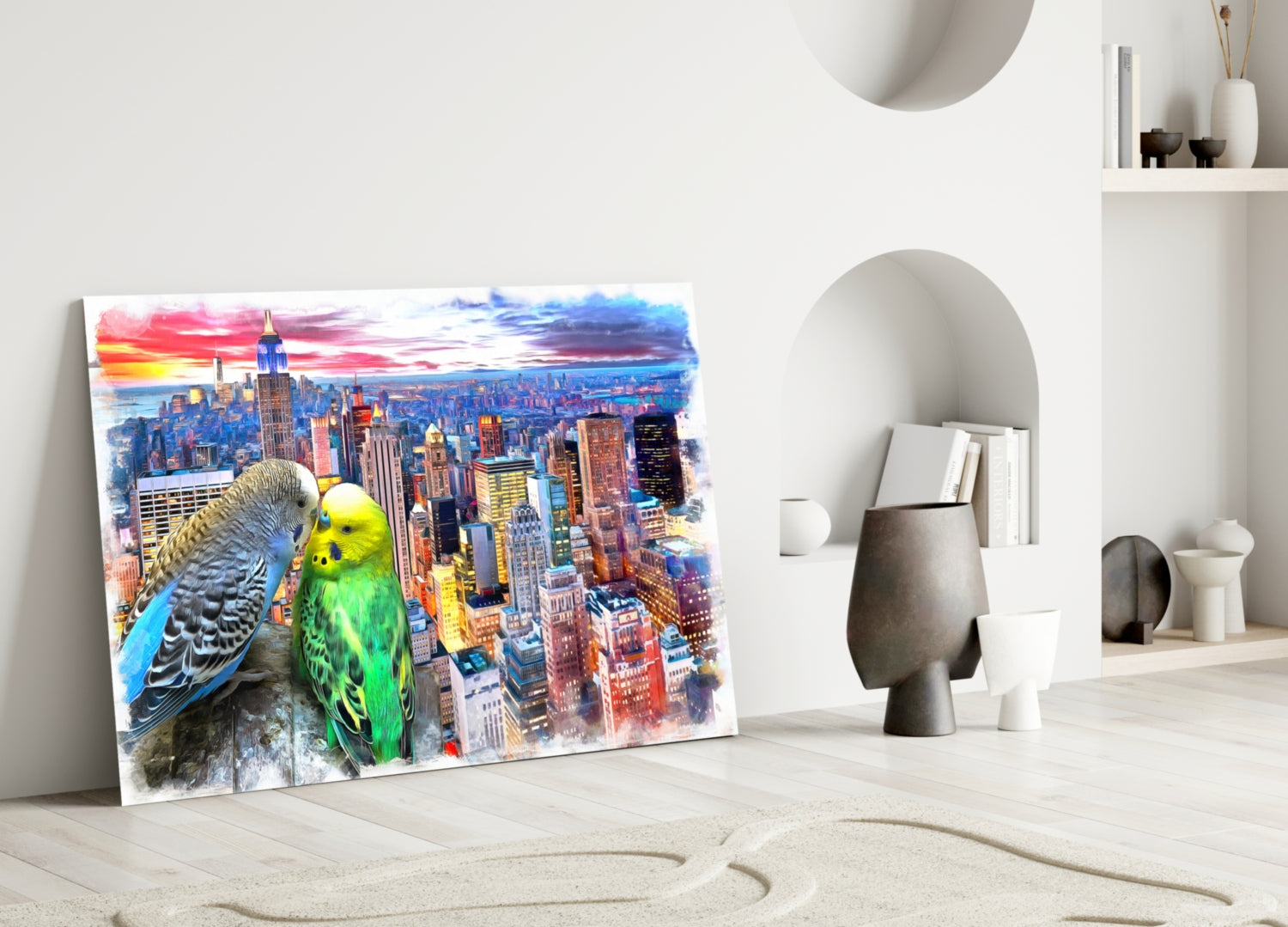 Budgies Glass Wall Art.