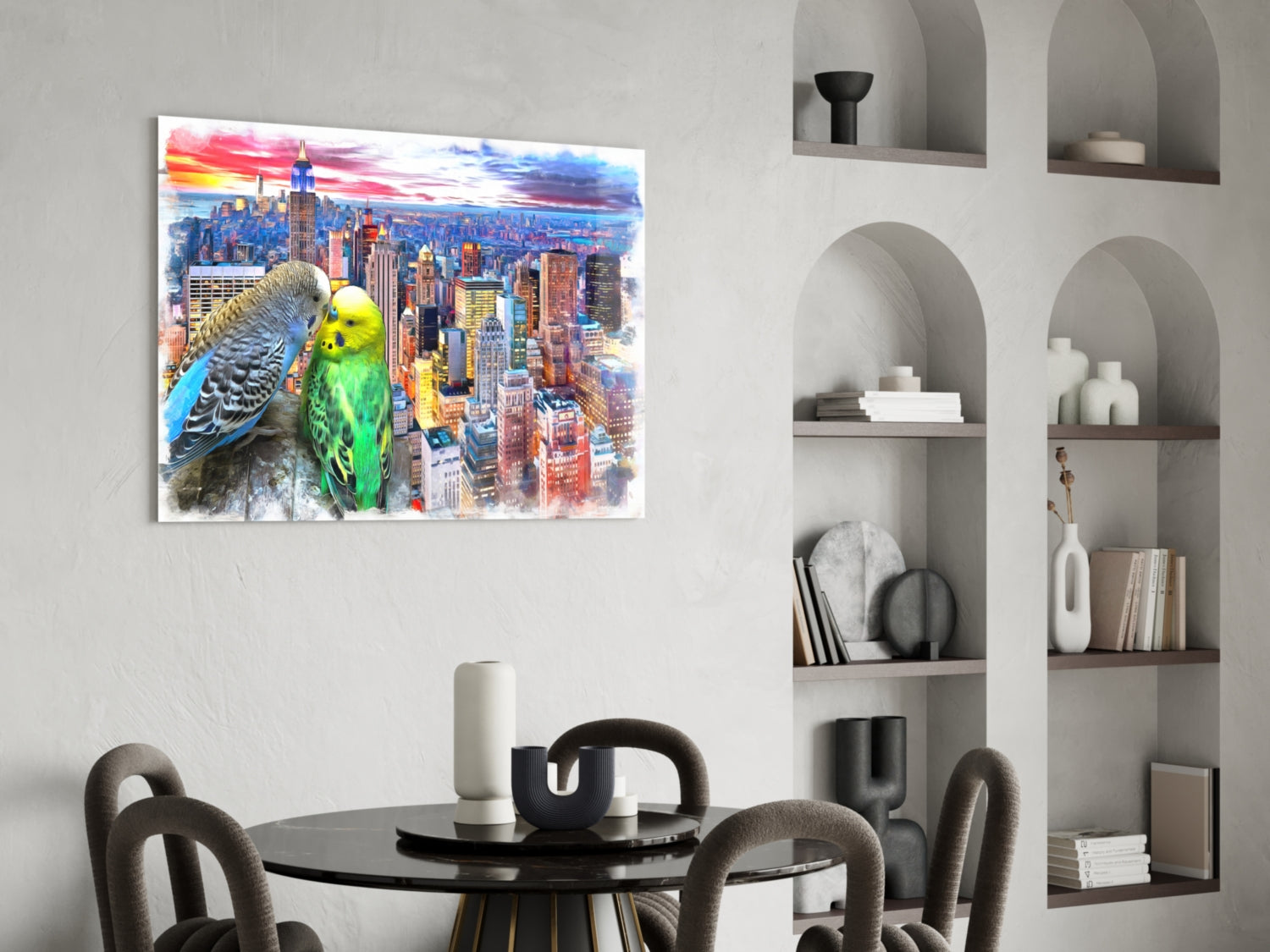 Budgies Glass Wall Art.