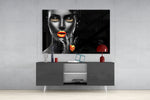 The Power of Orange panel catching gallery light to reveal its tactile shimmer