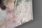 Women's artwork anchoring a wall with moody expressive palette