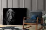 Tiger glass print enhancing a hallway with wild drama