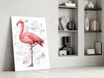 Flamingo glass print enhancing a dressing area with editorial spirit
