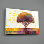 Confetti-tree panel bringing joyful drama to a contemporary living space