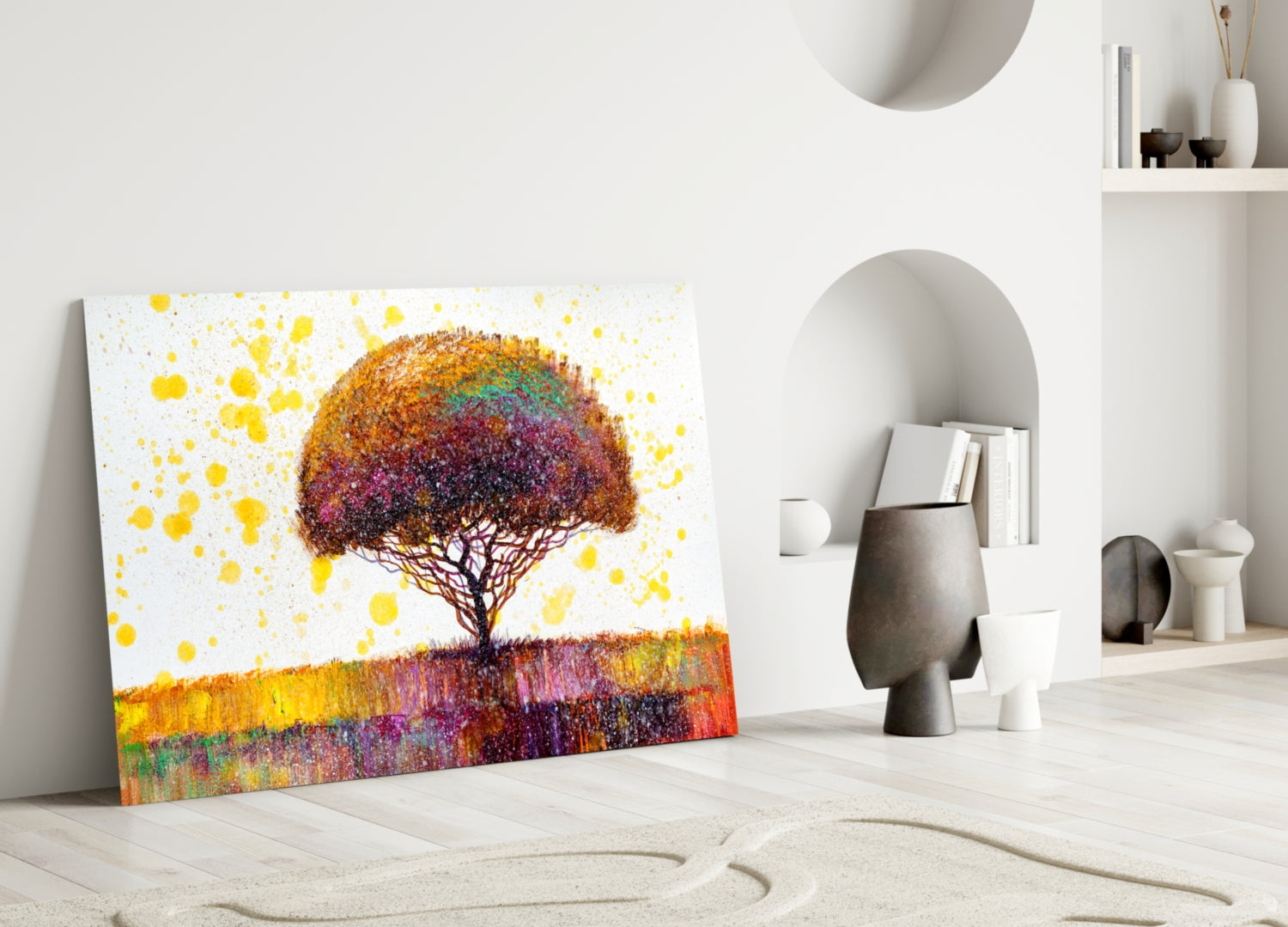 Colorful Tree Glass Wall Art.