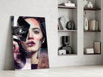 Abstract Woman Portrait glass print enhancing a dressing area with statement spirit