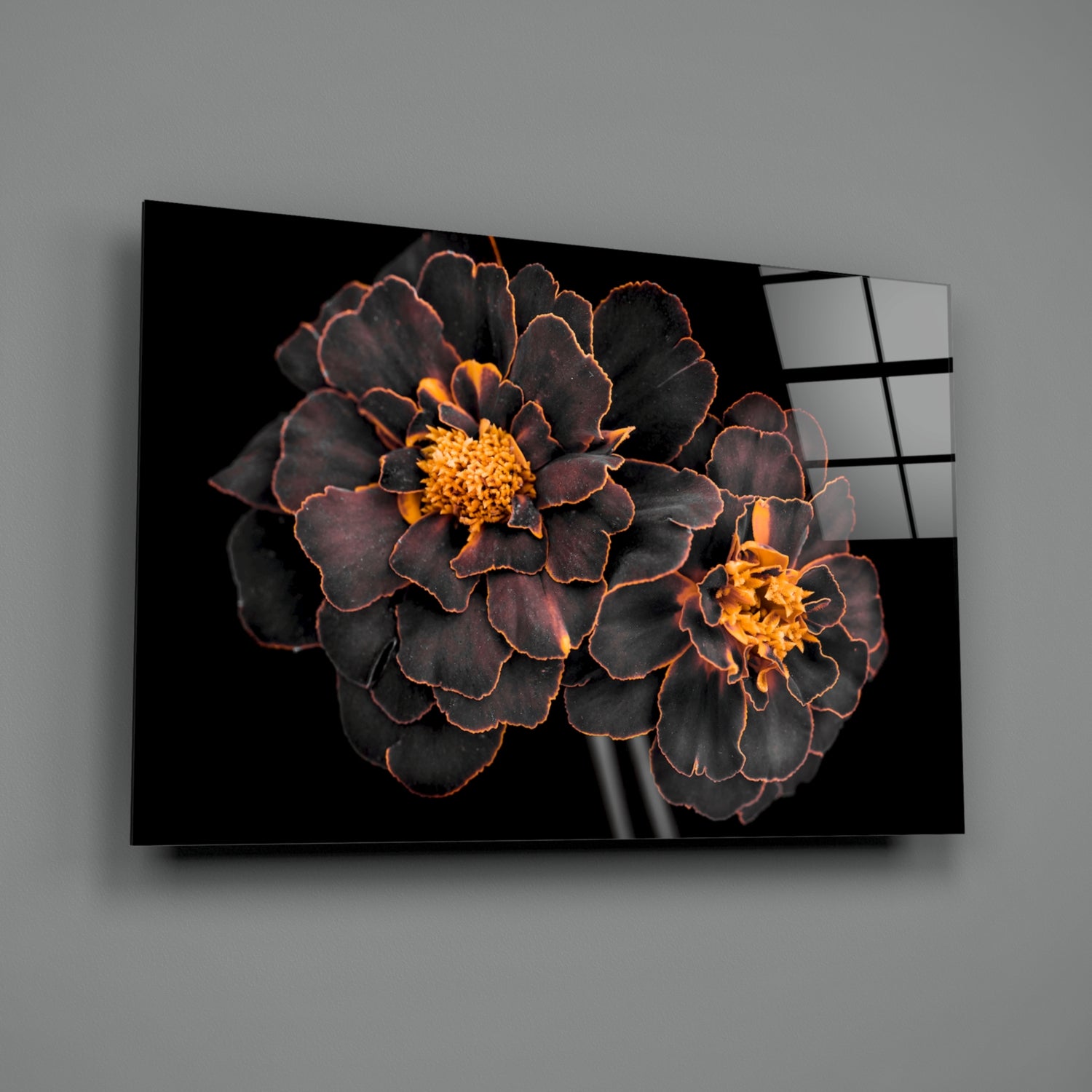 Brown Flower Glass Wall Art.