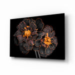 Brown Flower glass wall art displayed above a console in a designer interior