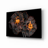 Brown Flower glass wall art displayed above a console in a designer interior