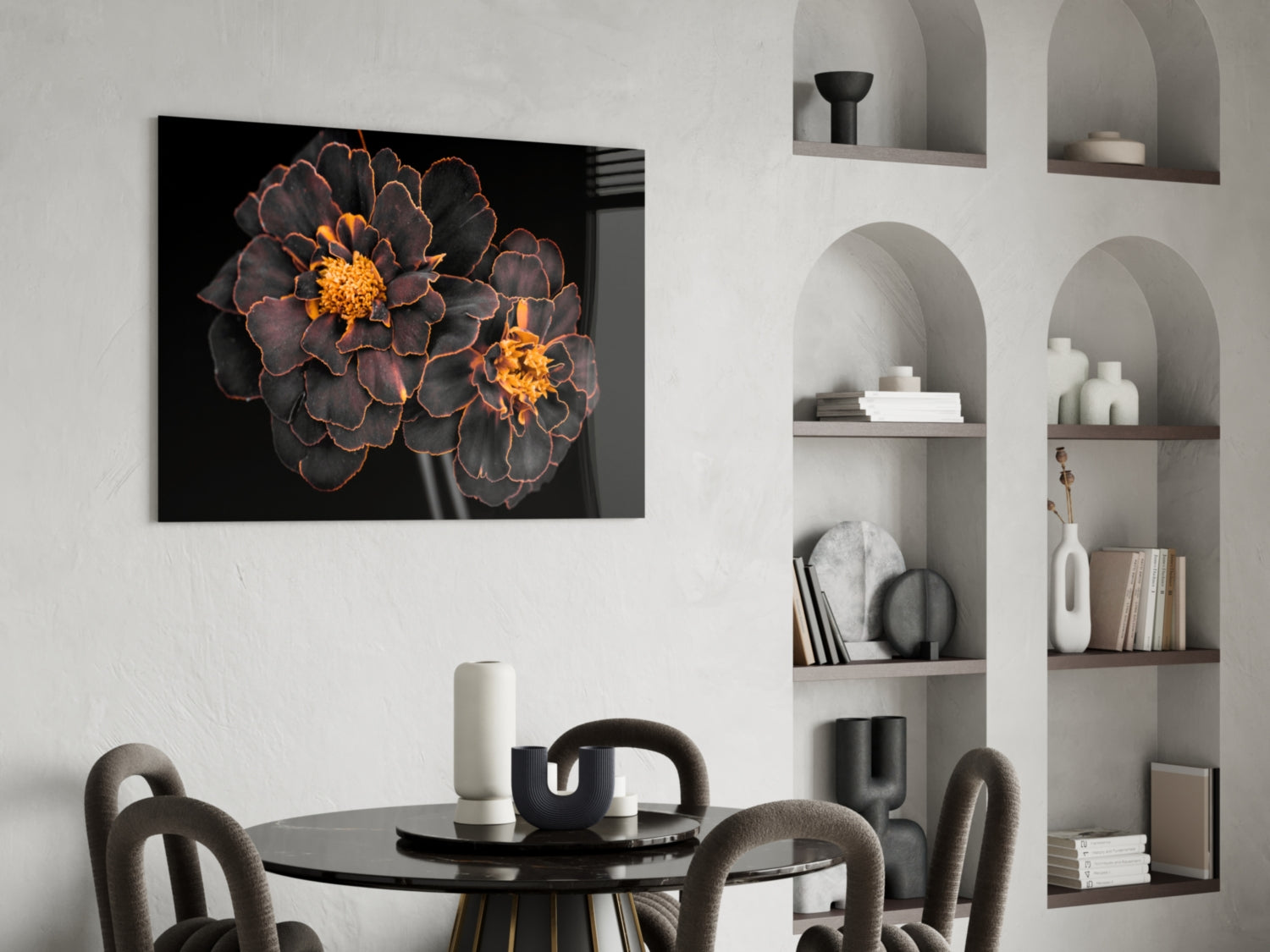 Brown Flower Glass Wall Art.