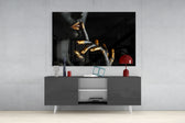 Silence panel catching gallery light to reveal its tactile shimmer