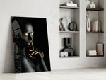 Silent Woman glass print enhancing a foyer with statement focal point