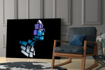 The Future glass print enhancing a foyer with editorial drama