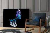 The Future glass print enhancing a foyer with editorial drama